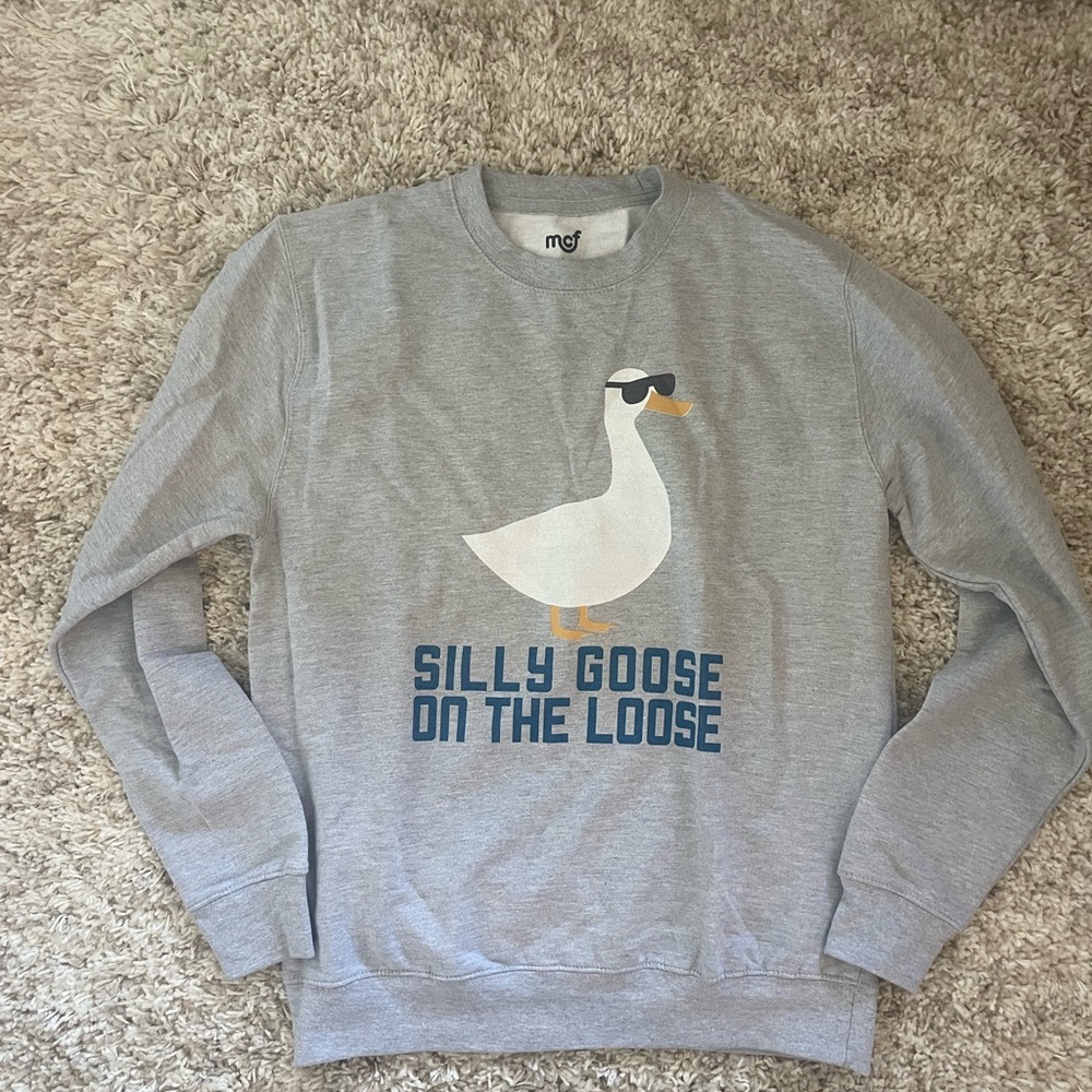 Silly Goose on the Loose Gray Crewneck Sweatshirt